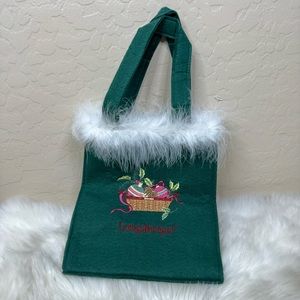 Longaberger Green Felt Christmas Gift bag